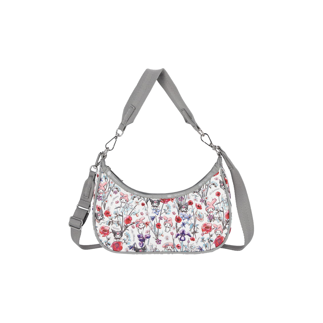 레스포색 마이멜로디 쿠로미 그레이 스몰 컨버터블 호보백(Lesportsac My Melody Kuromi Gray Small Convertible Hobo)