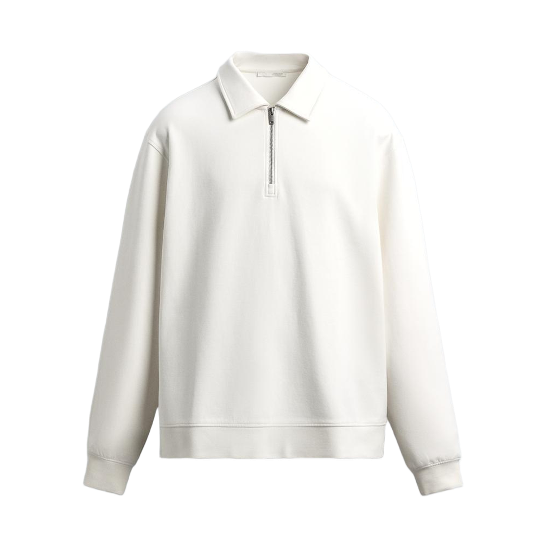 자라 인터락 폴로 지퍼 스웨트셔츠 스크래시 화이트(Zara Interlock Polo Zipper Sweatshirt Scrash White)