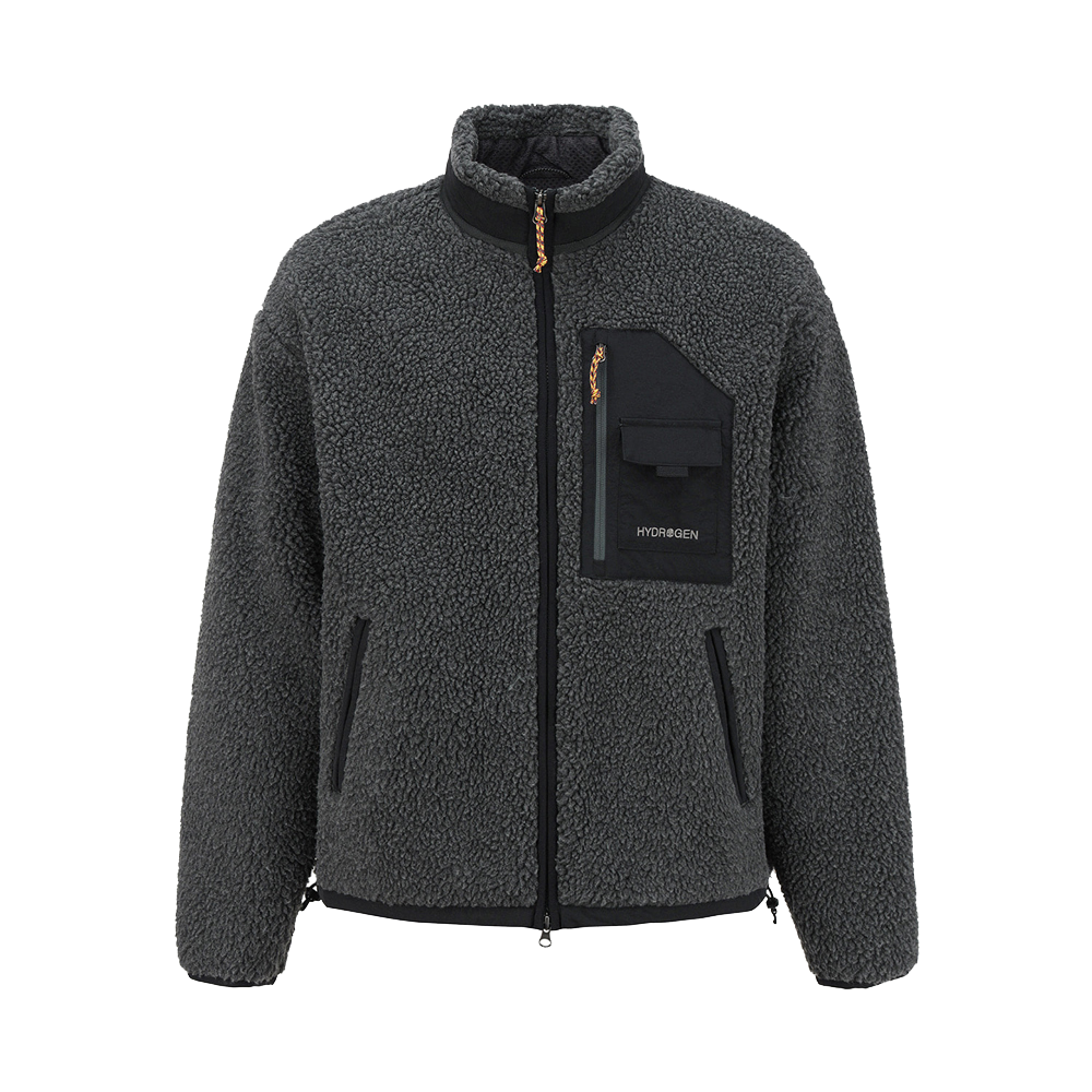 H31D4FT305 HYDROGEN Unisex Sherpa Stand Neck Fleece Jacket Grey
