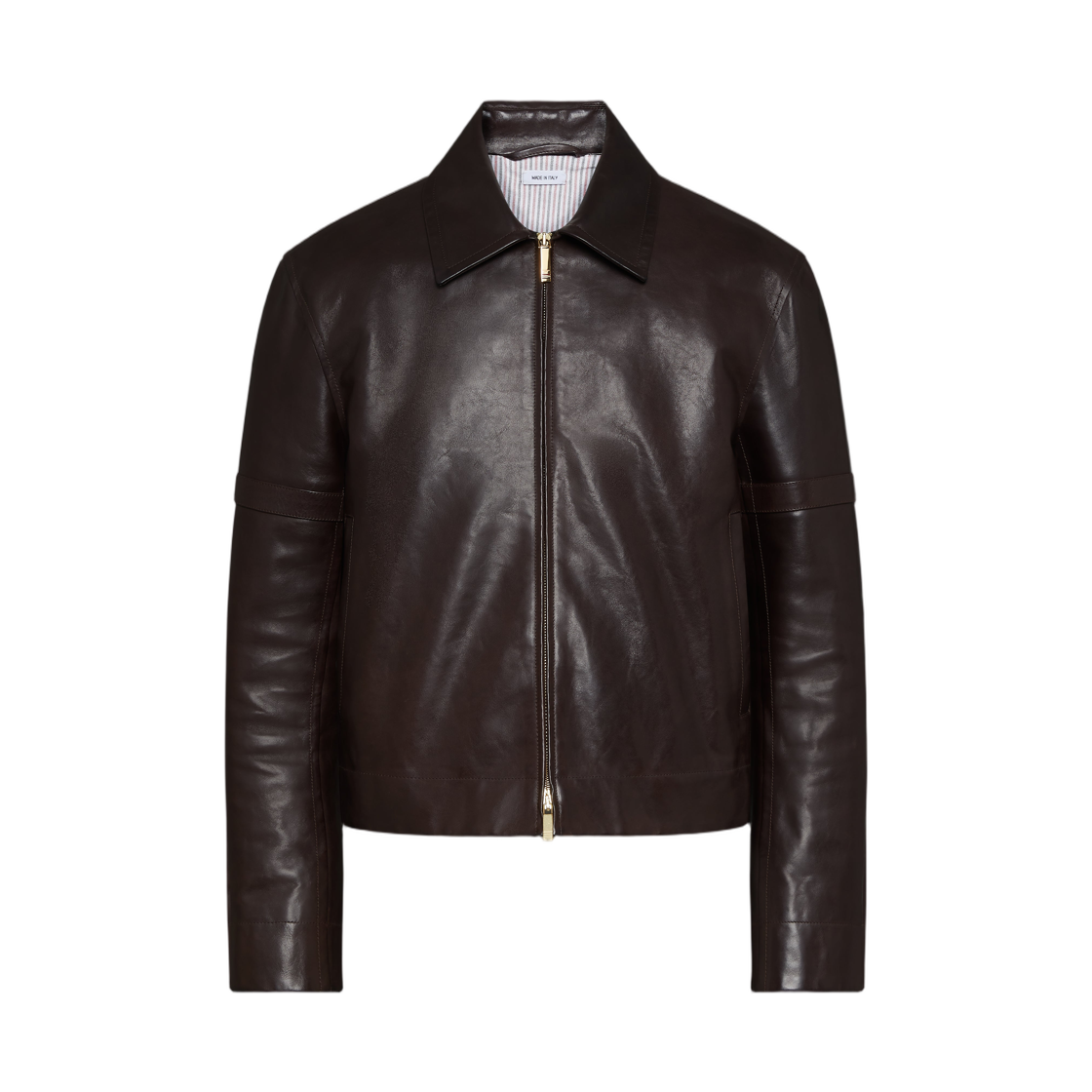 MJO257X-L0171-208 Thom Browne Vitello Benek Buffalo Armband Jacket Dark Brown