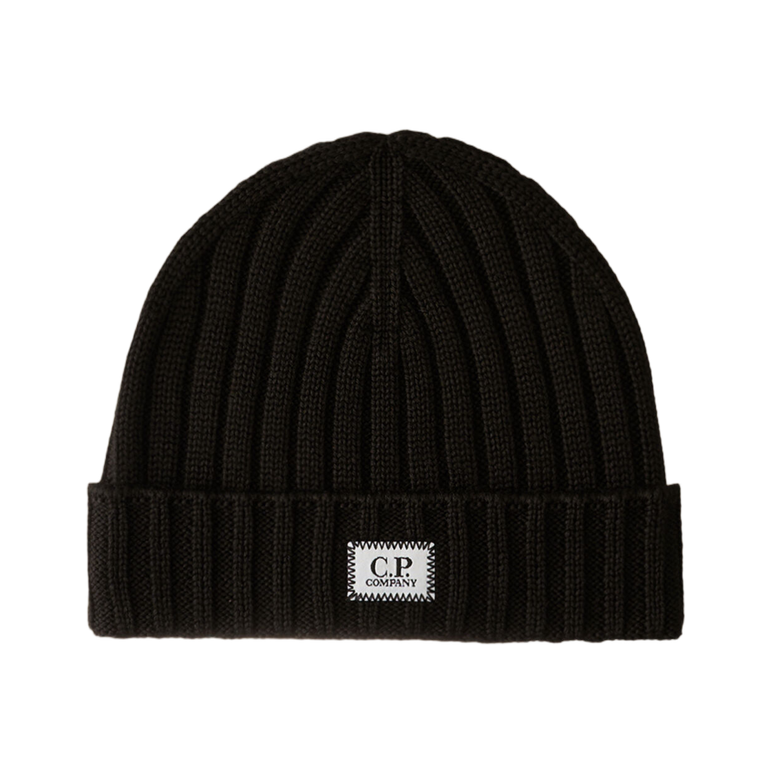 RFCMAC738A005509A999 C.P. Company Extrafine Merino Wool Logo Beanie Black - 25FW