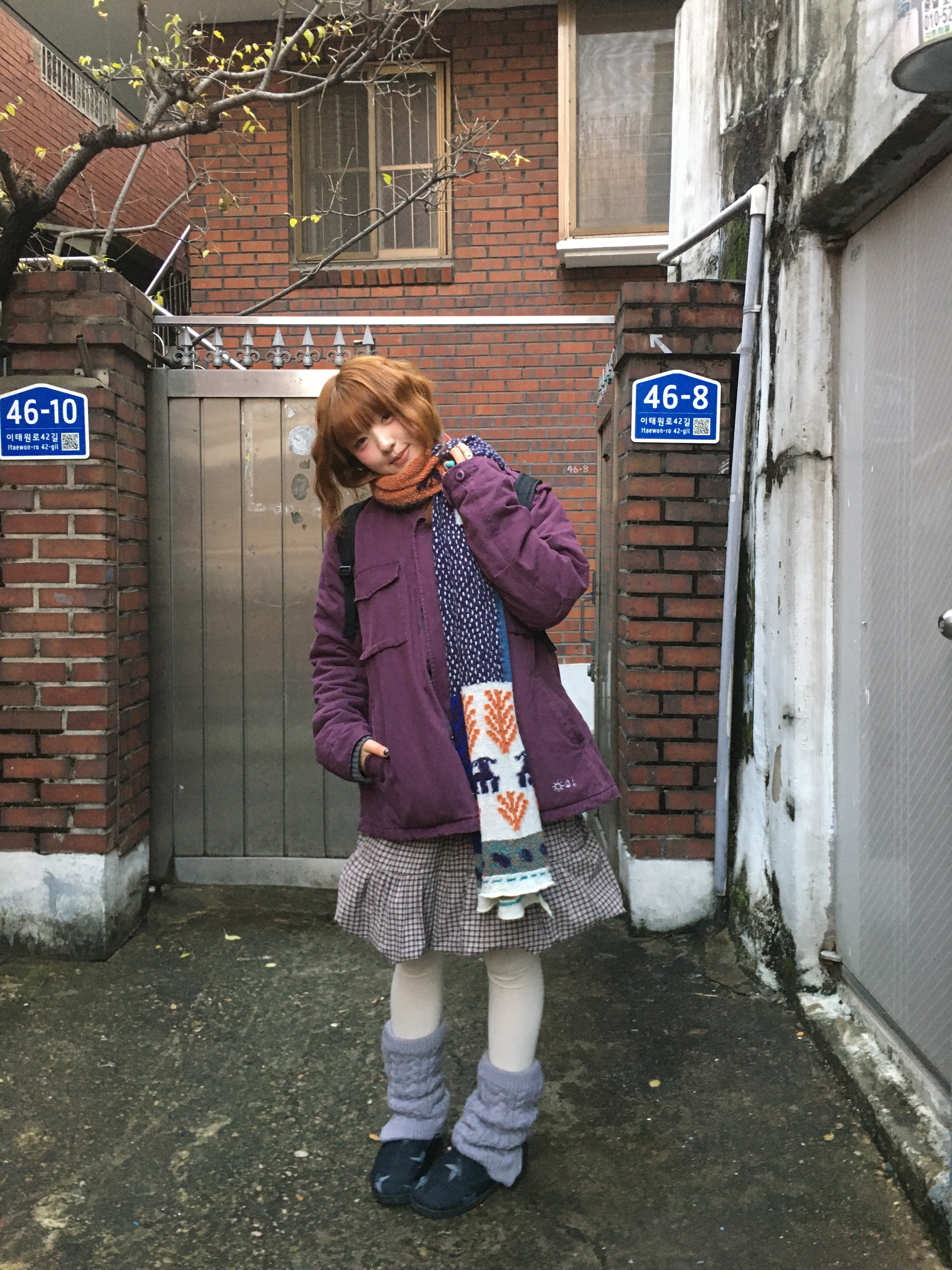 Kapital Full Length Wool Muragabe Muffler Turquoise 착용 스타일 - 8