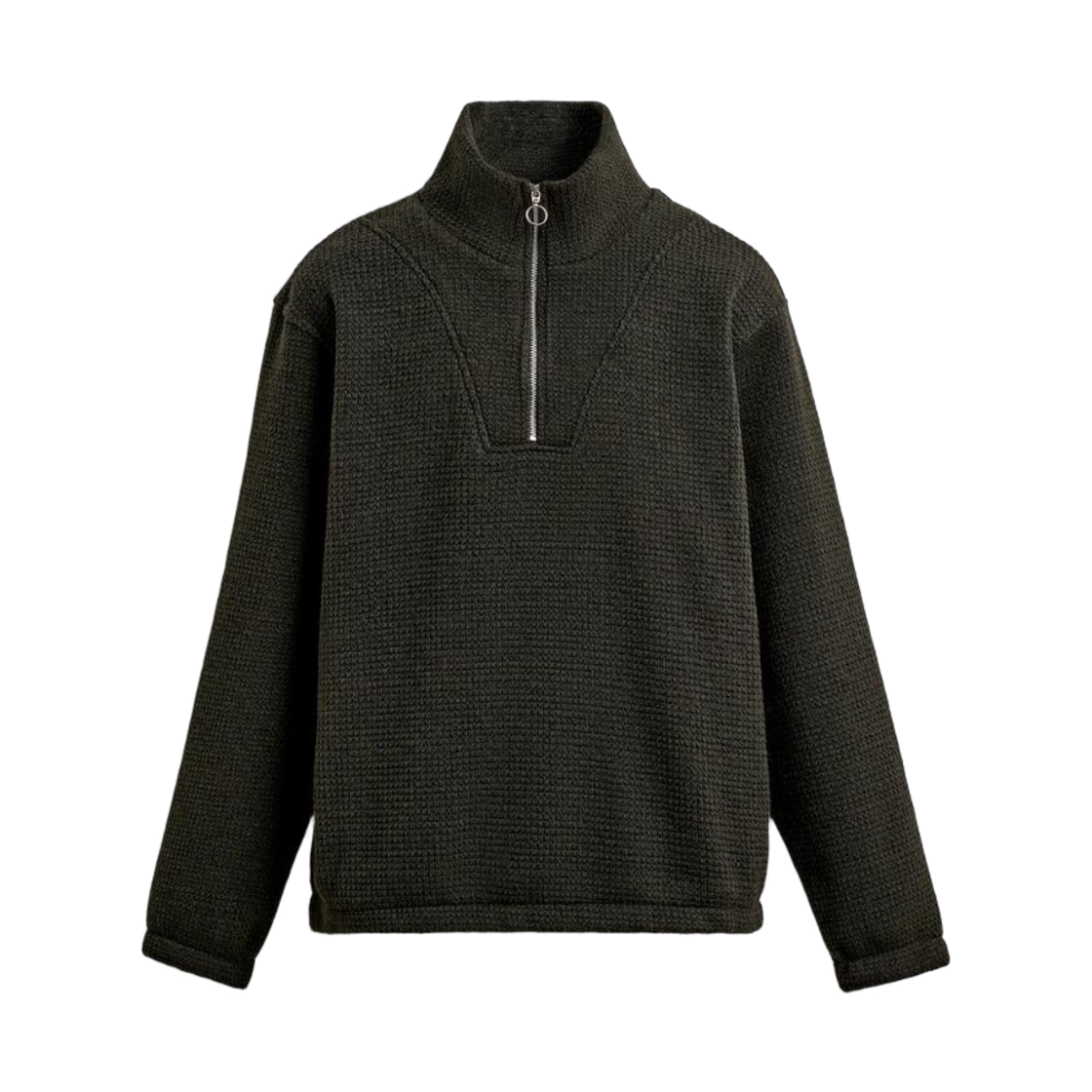 자라 텍스쳐드 쿼터 집 스웨트셔츠 다크 그린(Zara Textured Quarter Zip Sweatshirt Dark Green)
