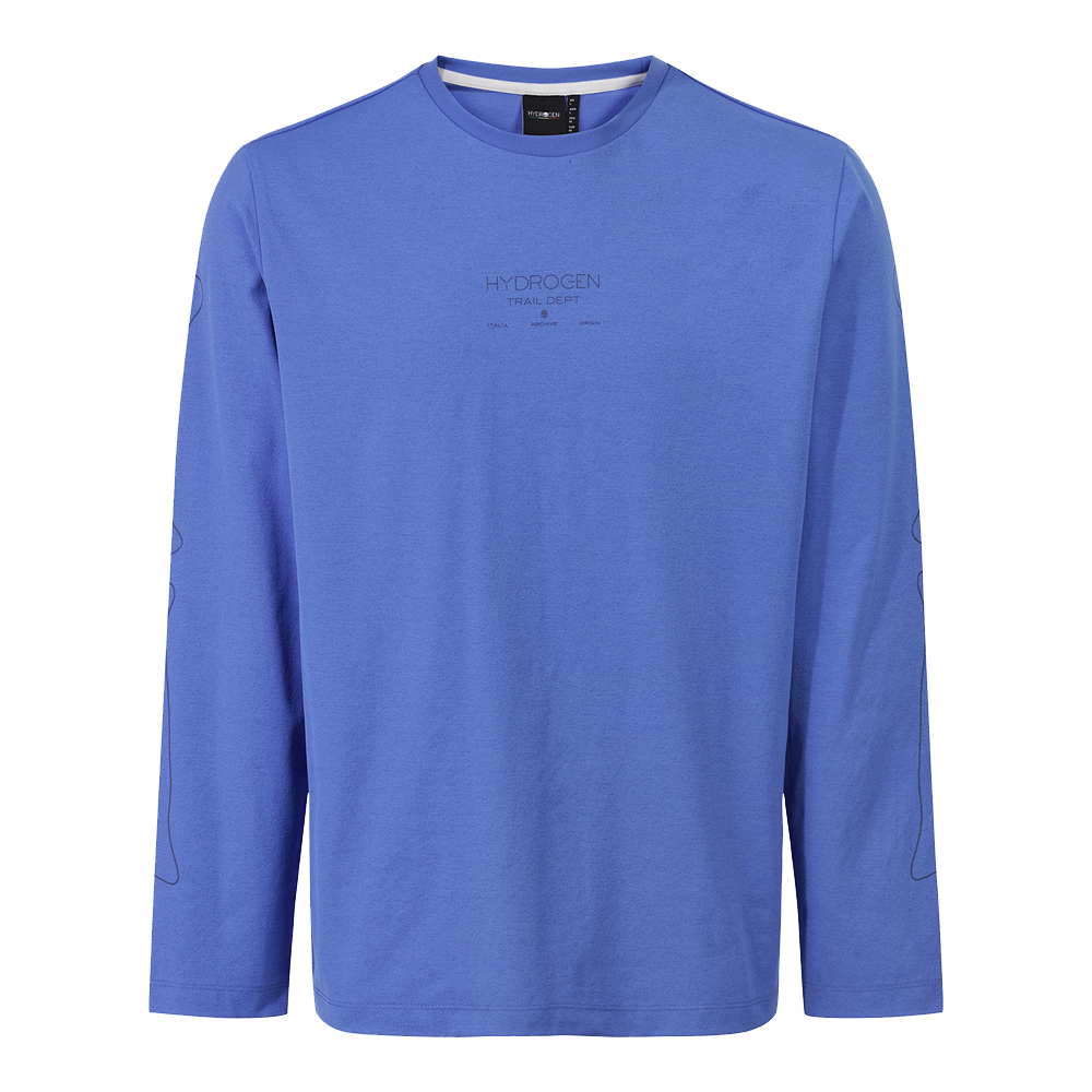 H11E3TL101 HYDROGEN Men's Skull Back Long Sleeve Shirt Blue