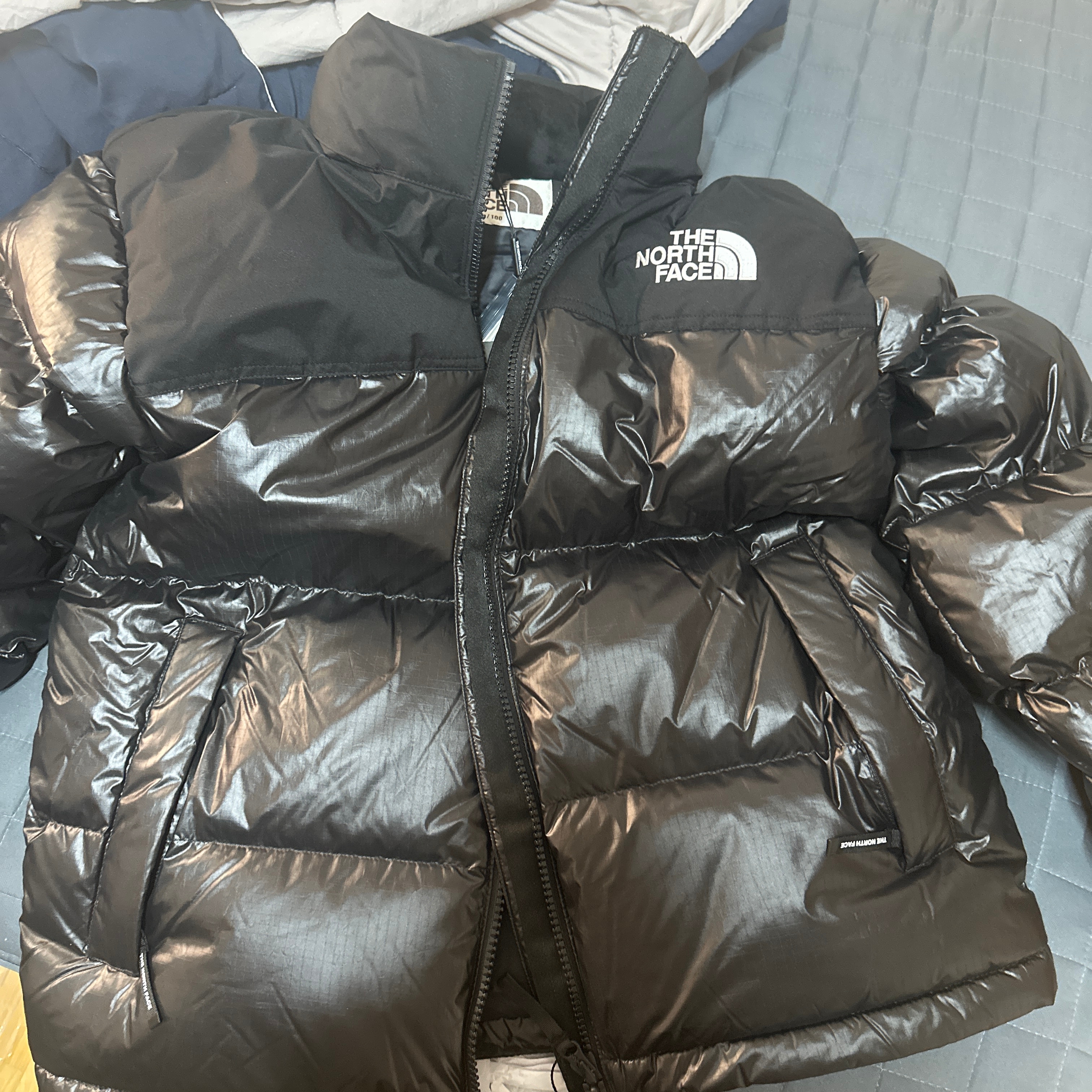 The North Face White Label Novelty Nuptse RDS Down Jacket Black 착용 스타일