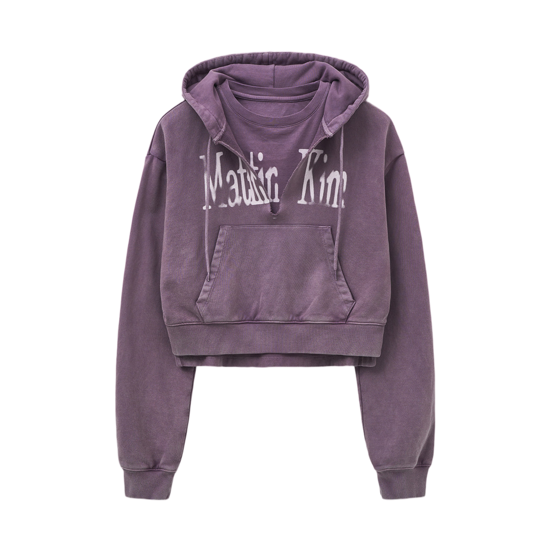 MK259OTS083MPP (W) Matin Kim Washed Layered Crop Hoody In Purple