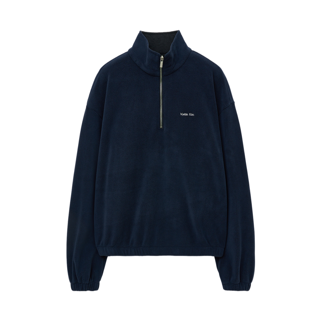 마뗑킴 쉐르파 플리스 하프 집업 탑 네이비(Matin Kim Sherpa Fleece Half Zip Up Top In Navy)