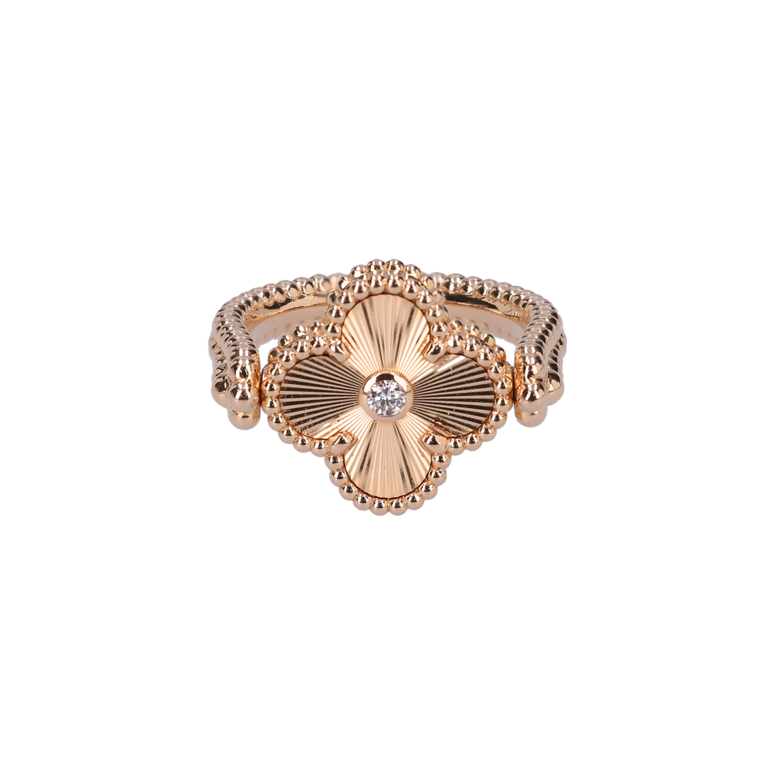 ITC8VAMON9CA Van Cleef & Arpels Vintage Alhambra Reversible Ring 18K Rose Gold, Carnelian & Diamond 54