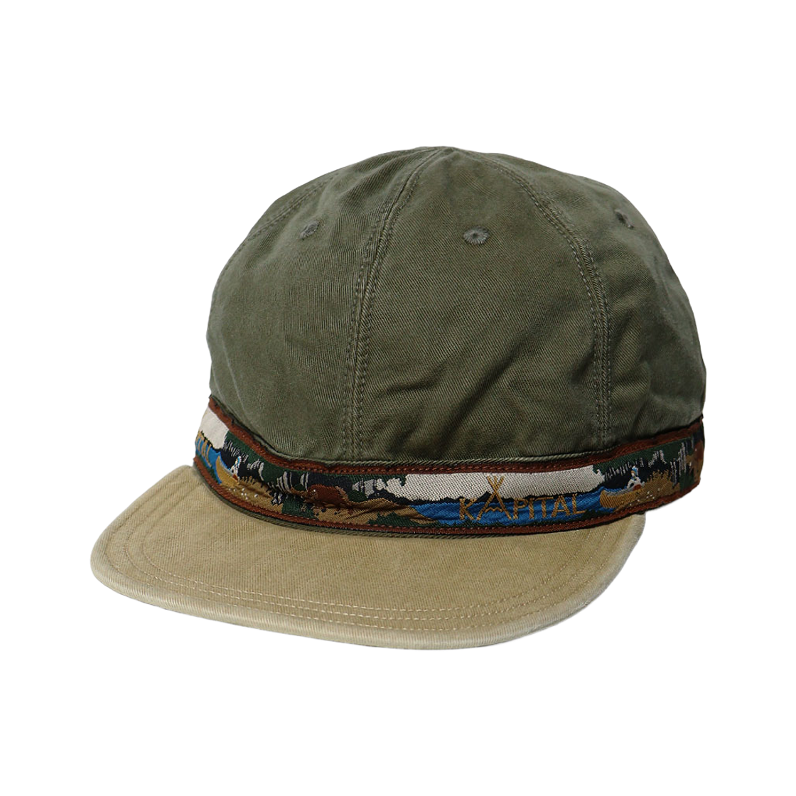 캐피탈 무라치노 브림필드 캡 나바호 보트 카키 베이지(Kapital Murachino Brimfield Cap Navajo Boat Khaki Beige)