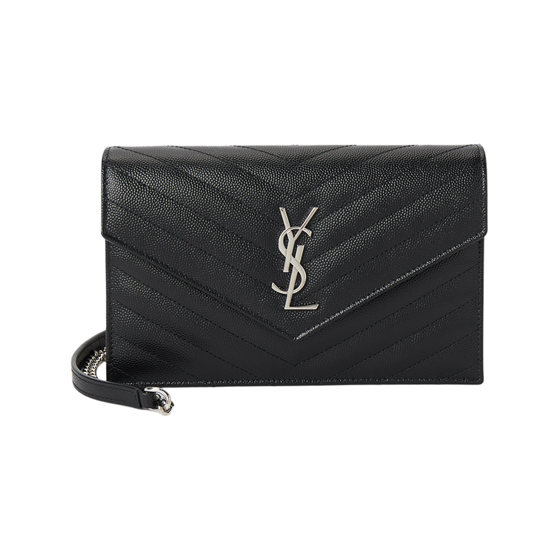 857605-BOW02-1000 Saint Laurent Cassandre Chain Cross Bag Black