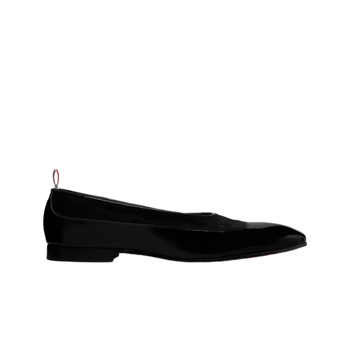 톰브라운 소프트 페이턴트 카프 스웨이드 오페라 발레리나 블랙(Thom Browne Soft Patent Calf Suede Opera Ballerina Black)