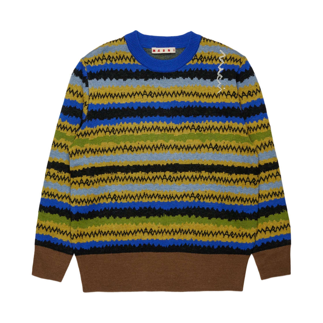 (키즈) 마르니 락 돌 울 블렌드 풀오버 블루((Kids) Marni Rock Doll Wool Blend Pullover Blue)