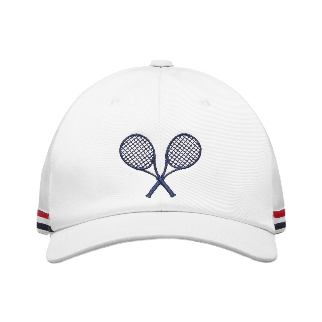 MHC328E-E1494-100 Thom Browne Cotton Twill Tennis Racquet Embroidery Baseball Cap White