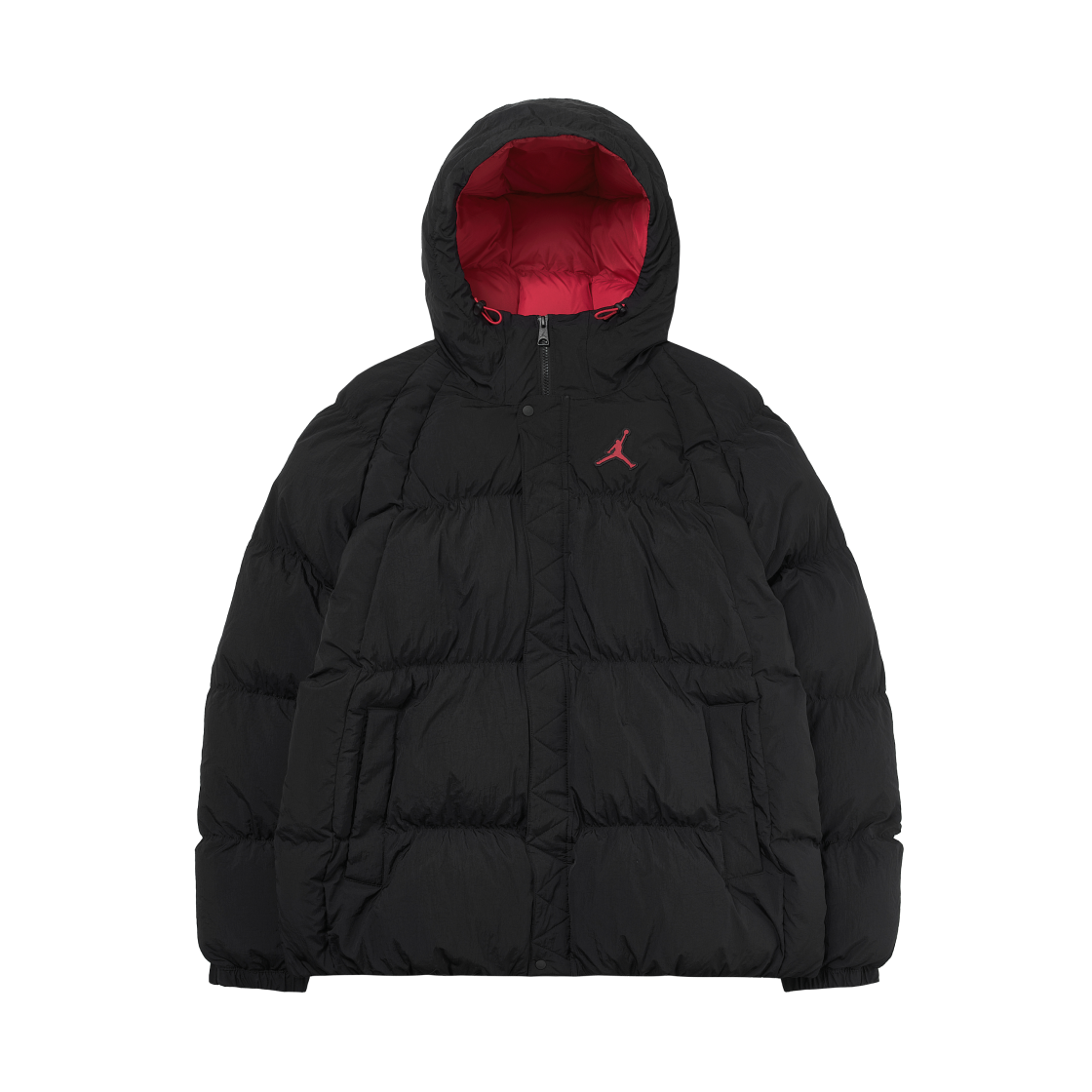 조던 에센셜 퍼퍼 자켓 블랙 파이어 레드 - 아시아(Jordan Essentials Puffer Jacket Black Fire Red - Asia)