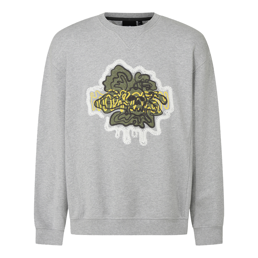 H11E3FM201 HYDROGEN Men's Skull Drawing Sweatshirt Melange Grey