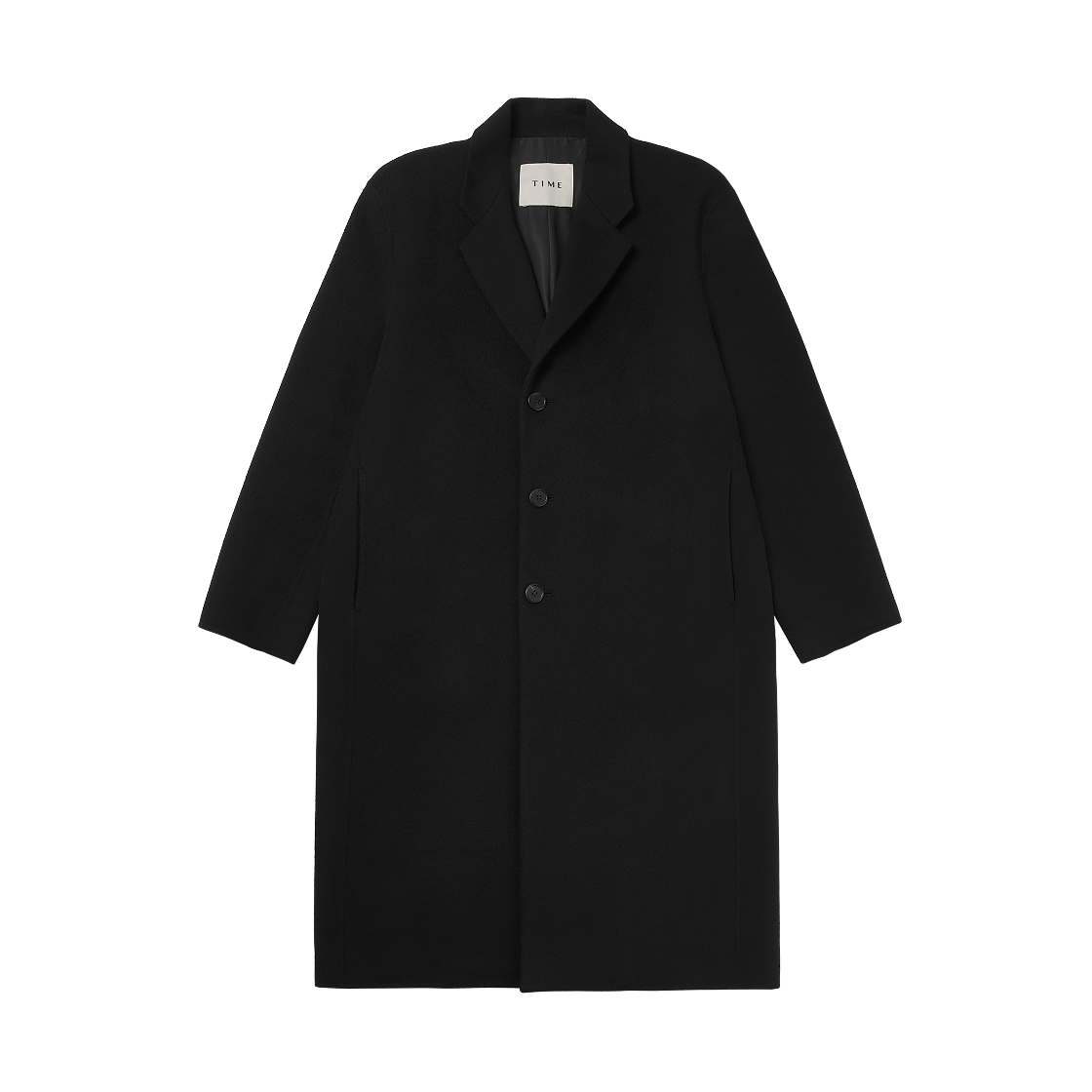 TH2EBWCT409M-BK Time Homme Cashmere Blend Single Coat Black
