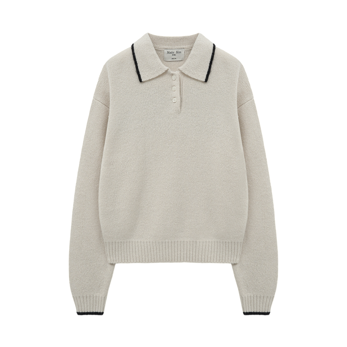MK259OPO025MIV (W) Matin Kim Back Logo Collar Knit Top In Ivory