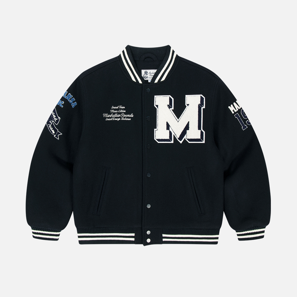 맨하탄 레코즈 x 발란사 바시티 자켓 - 네이비(Manhattan Records x Balansa Varsity Jacket - Navy) - 3