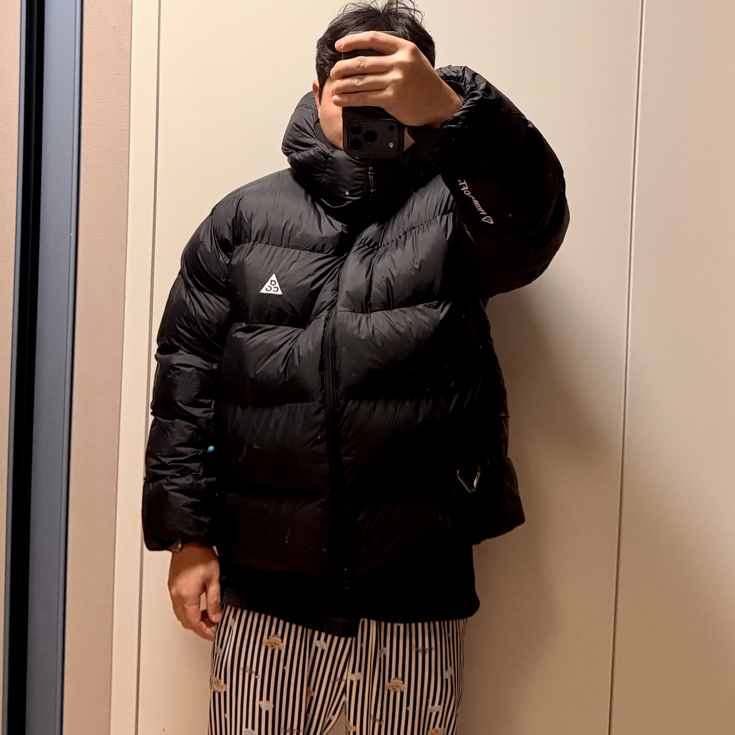 Nike ACG Therma-Fit ADV Lunar Lake Loose Hooded Jacket Black Summit White - Asia, Nike ACG Lava Flow Therma-Fit ADV Jacket Black Summit White - Asia 착용 스타일 - 2