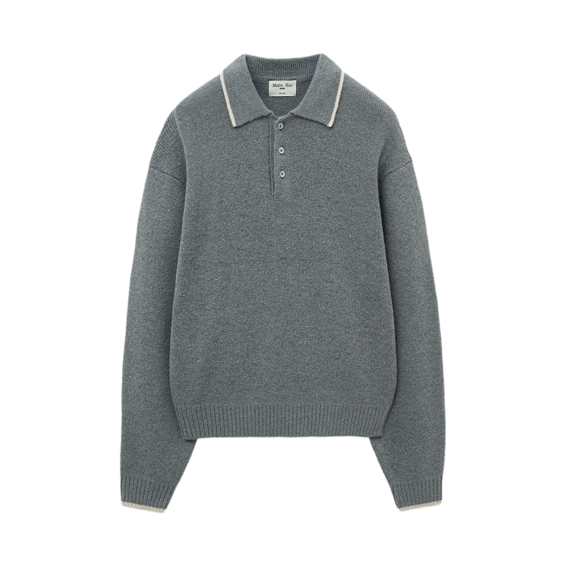 MK259OPO525HGY Matin Kim Back Logo Collar Knit Top In Grey