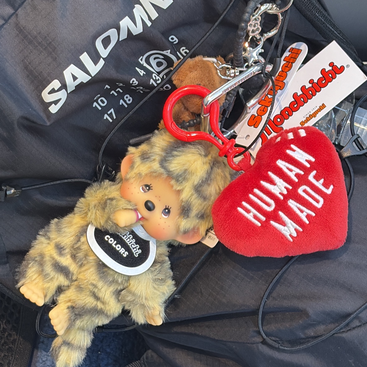 Human Made Stuffed Heart Key Charm Red, Monchhichi Colors Keychain Leopard Print 착용 스타일