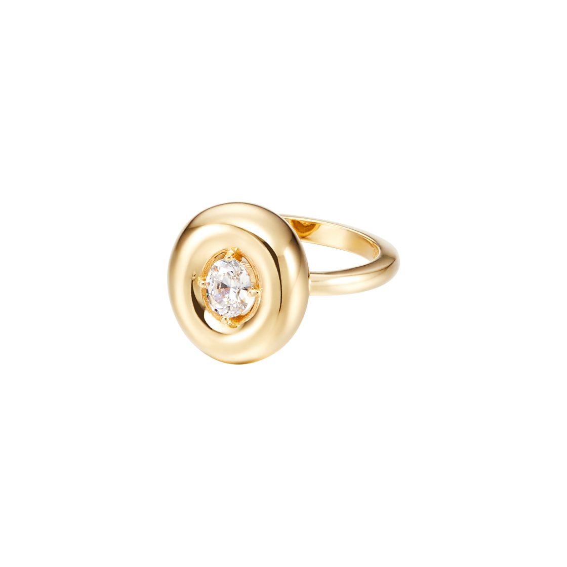 N25CR03 NUMBERING #3601 Oval Solitaire Pinky Ring Gold