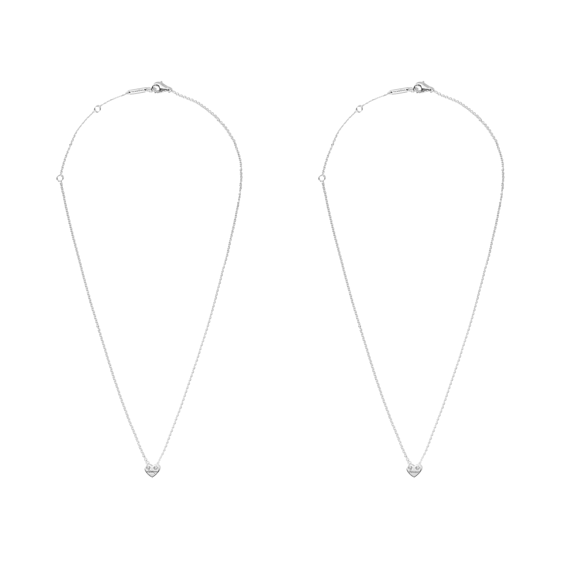 (W) 판도라 포에버 & 올웨이즈 스플릿터블 하트 콜리어 네클리스 스털링 실버((W) Pandora Forever & Always Splittable Heart Collier Necklace Sterling Silver) - 1