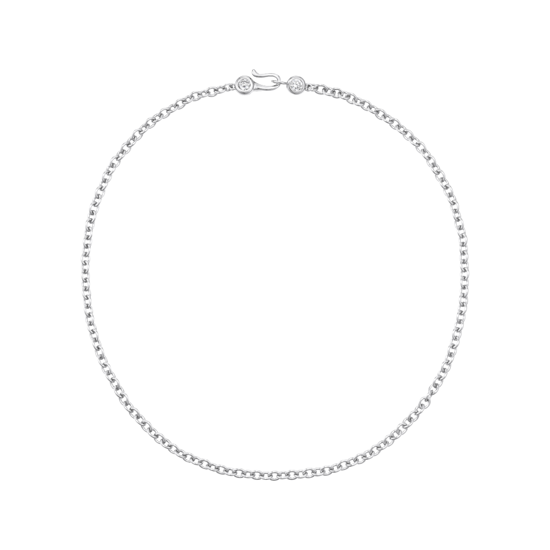 N25CN09 NUMBERING #3803 Bezel Set Clasp Chain Necklace Silver