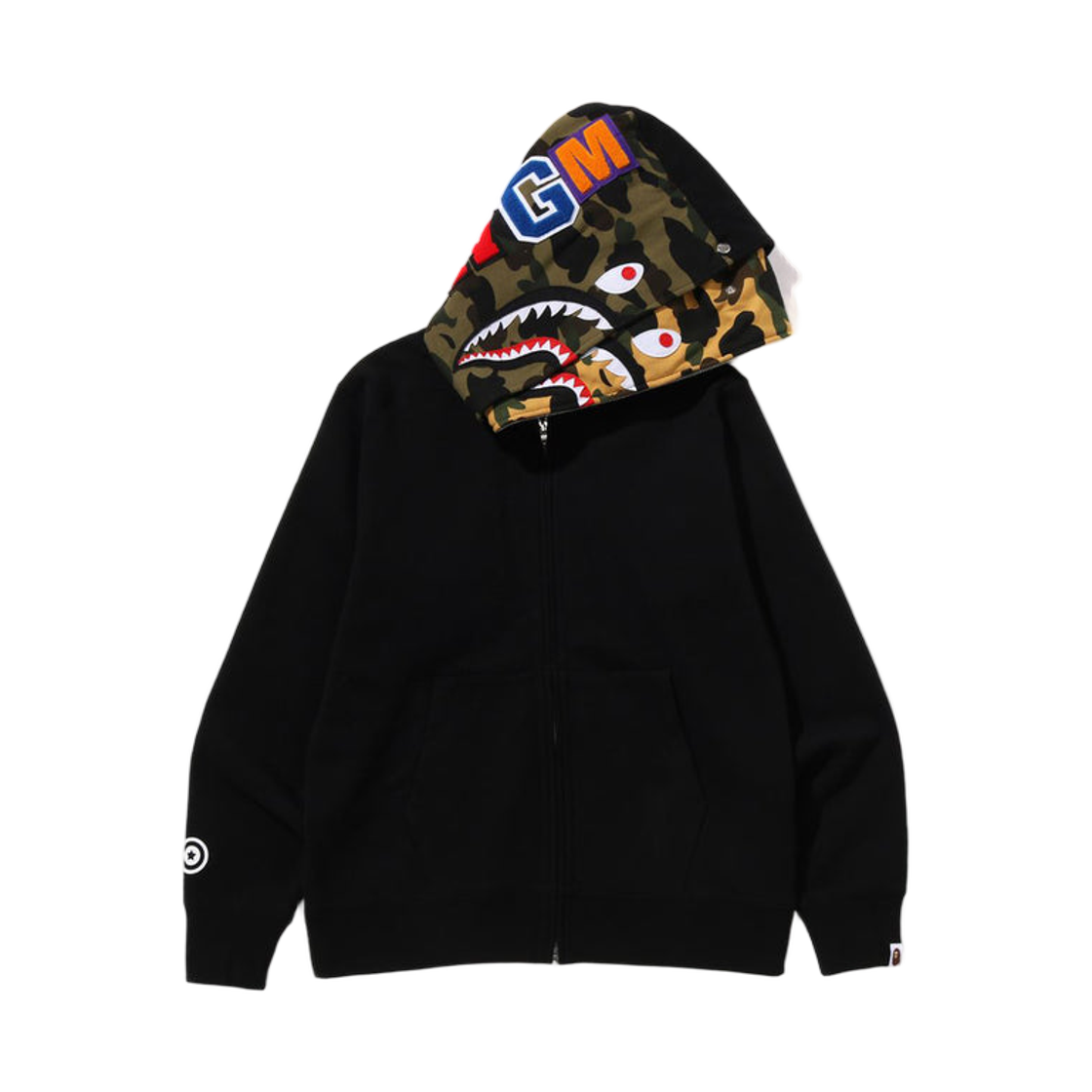 베이프 샤크 풀 집 더블 후드 블랙(BAPE Shark Full Zip Double Hoodie Black) - 1