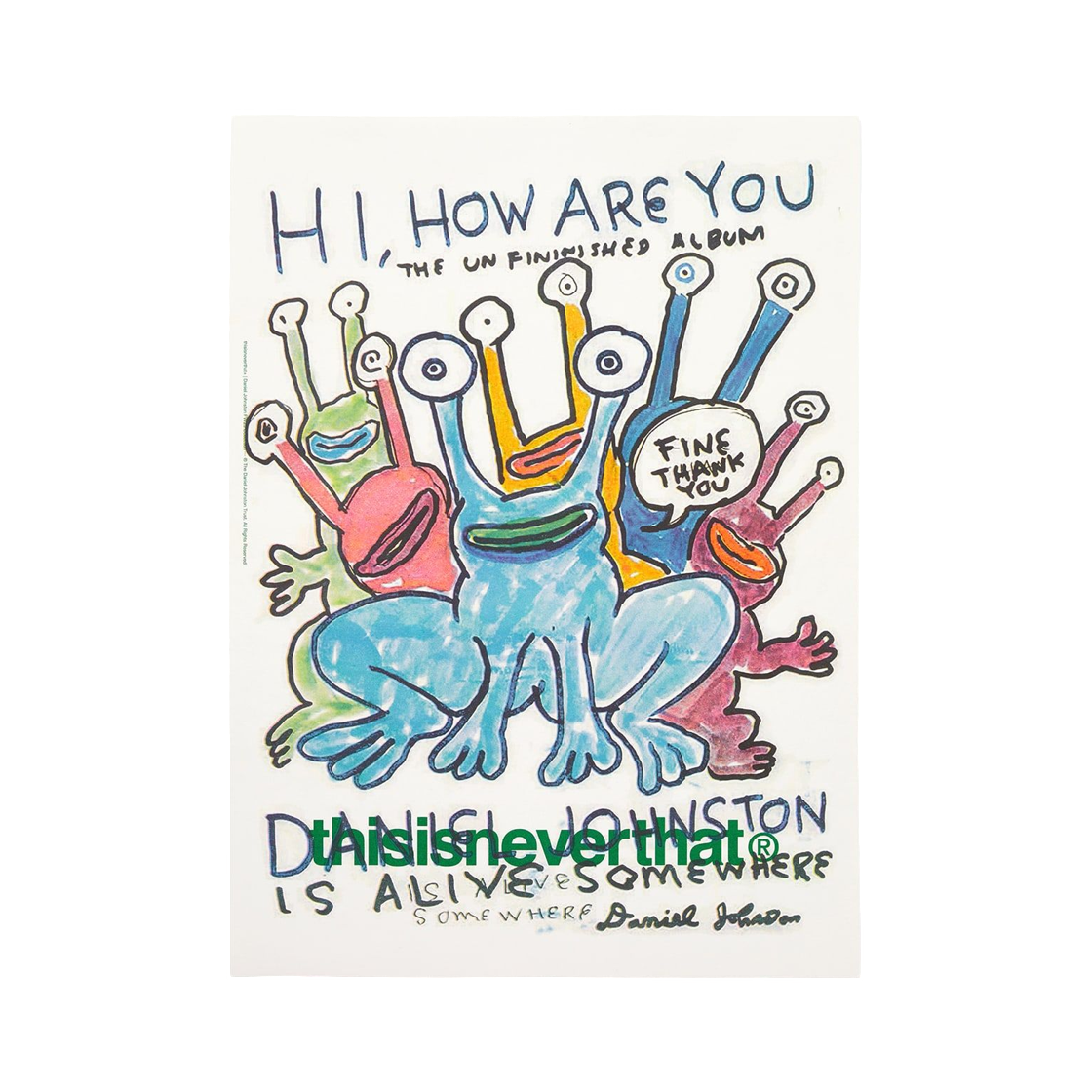 디스이즈네버댓 x 다니엘 존스턴 프로그 리소그래프 포스터 멀티(thisisneverthat x Daniel Johnston Frogs Risograph Poster Multi)