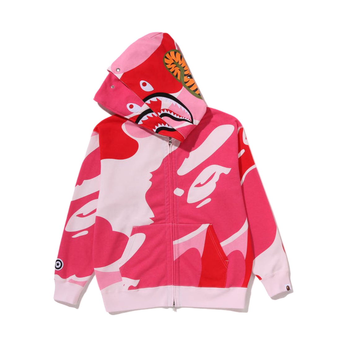베이프 메가 ABC 카모 더블 샤크 릴렉스드 핏 풀 집 후드 핑크(BAPE Mega ABC Camo Double Shark Relaxed Fit Full Zip Hoodie Pink) - 2