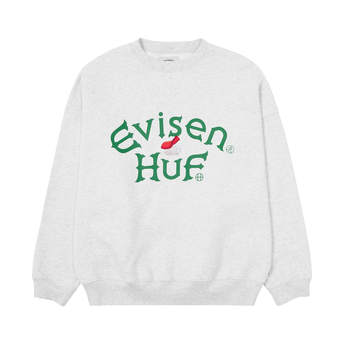 허프 x 에비센 스시 크루 플리스 애쉬 그레이(HUF x Evisen Sushi Crew Fleece Ash Grey)