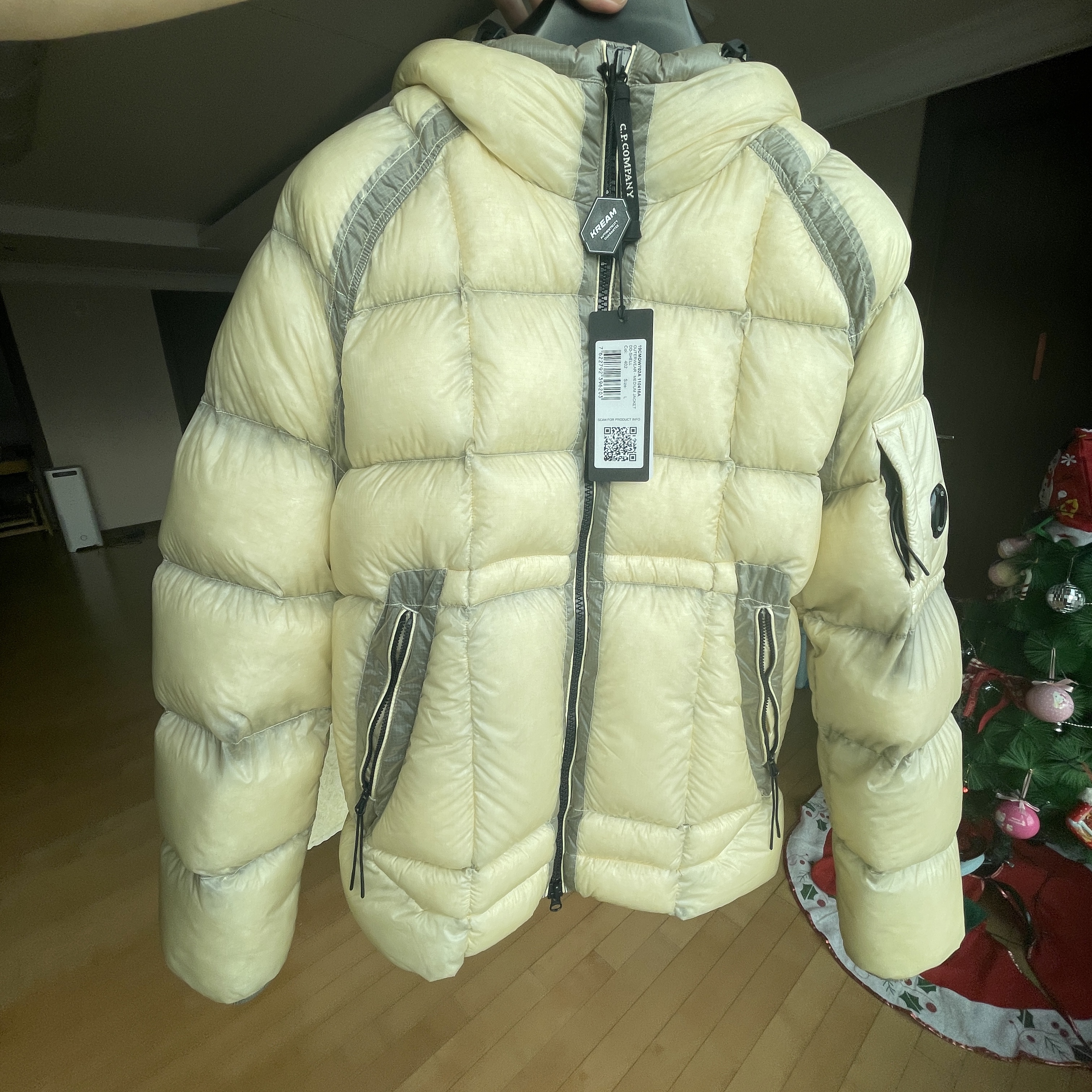 C.P. Company D.D. Shell Hooded Down Jacket Pistachio Shell Beige - 25FW 착용 스타일 - 4