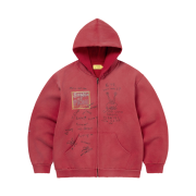 Thisisneverthat x Daniel Johnston Songs of Pain Faded Zip Up Hoodie Red