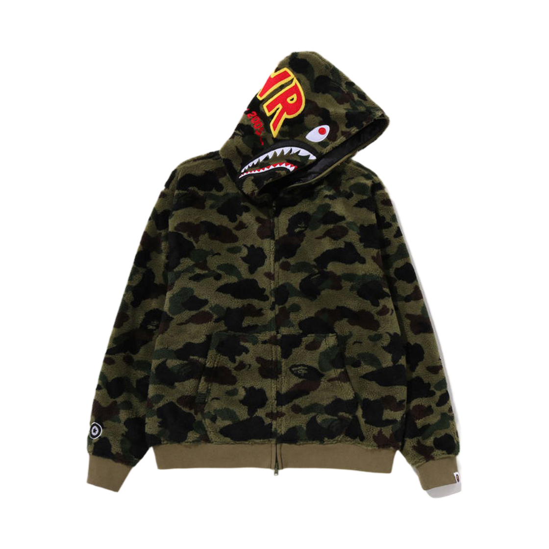 베이프 퍼스트 카모 세컨드 샤크 보아 후드 자켓 그린