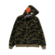 BAPE 1st Camo 2nd Shark Boa Hoodie Jacket Green
