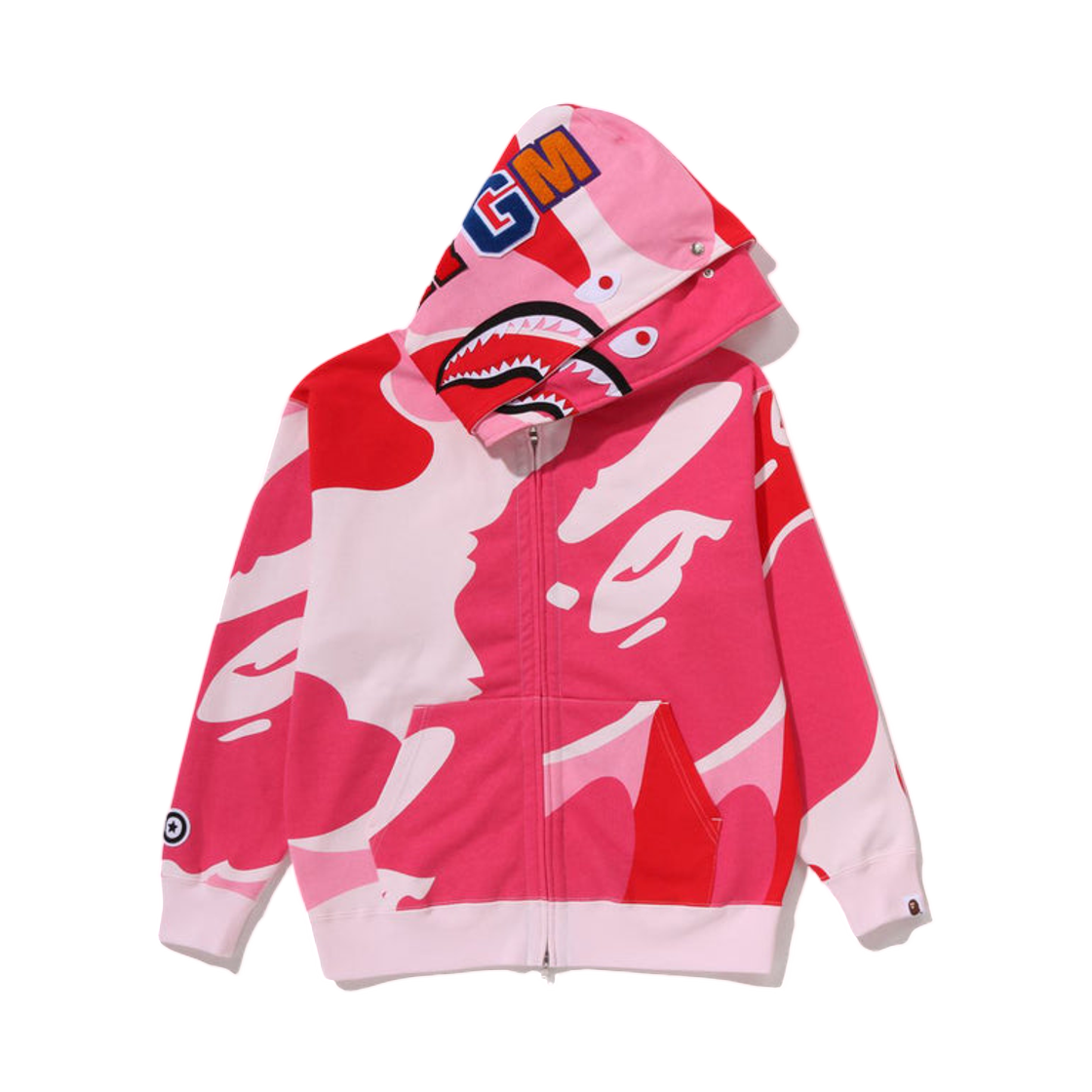 베이프 메가 ABC 카모 더블 샤크 릴렉스드 핏 풀 집 후드 핑크(BAPE Mega ABC Camo Double Shark Relaxed Fit Full Zip Hoodie Pink) - 1