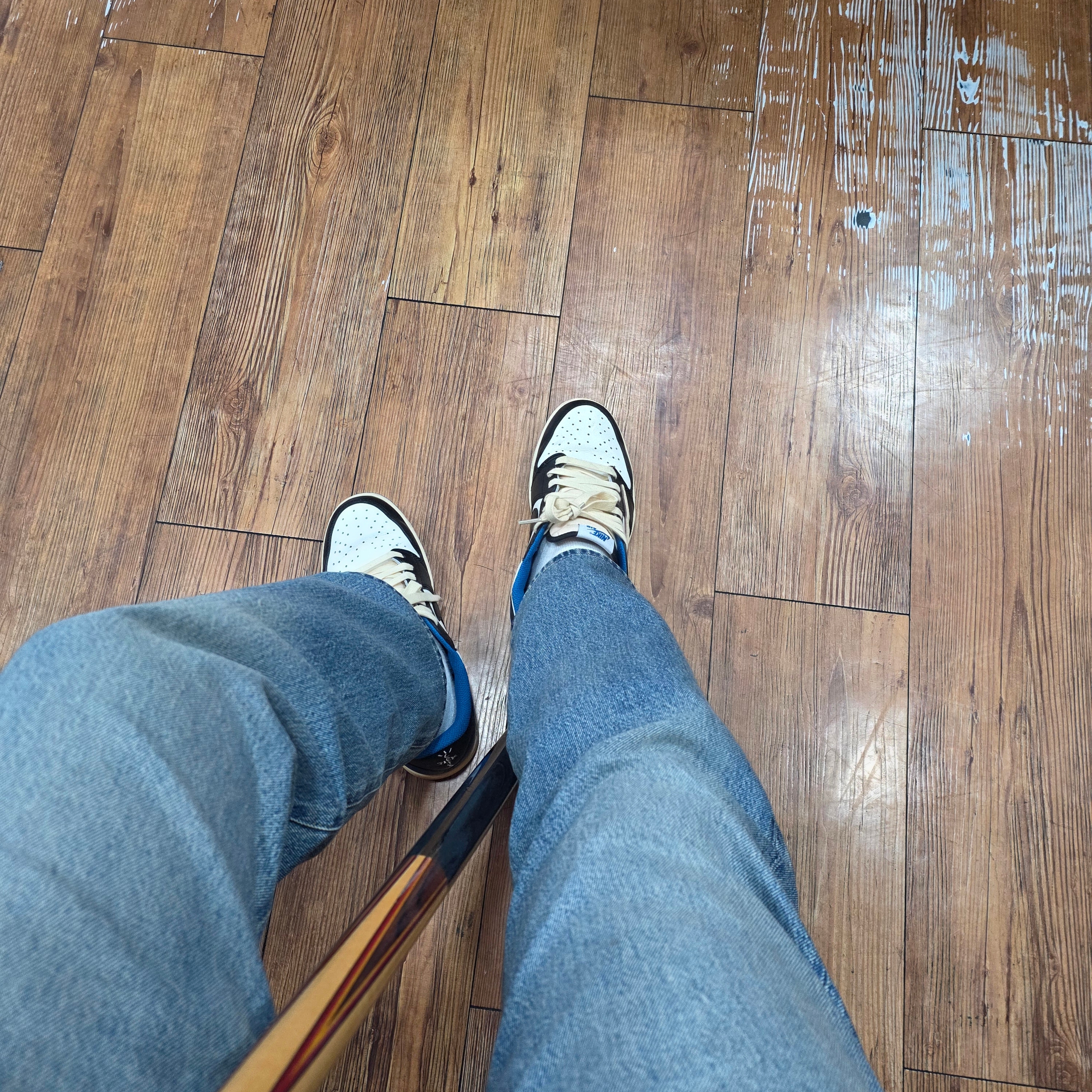 Levi's LVC 1955 Japan 501 Jean Blackjack Blue, Jordan 1 x Travis Scott x Fragment Retro Low OG SP Military Blue 착용 스타일