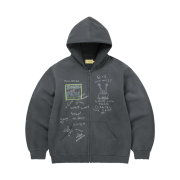 Thisisneverthat x Daniel Johnston Songs of Pain Faded Zip Up Hoodie Off Black