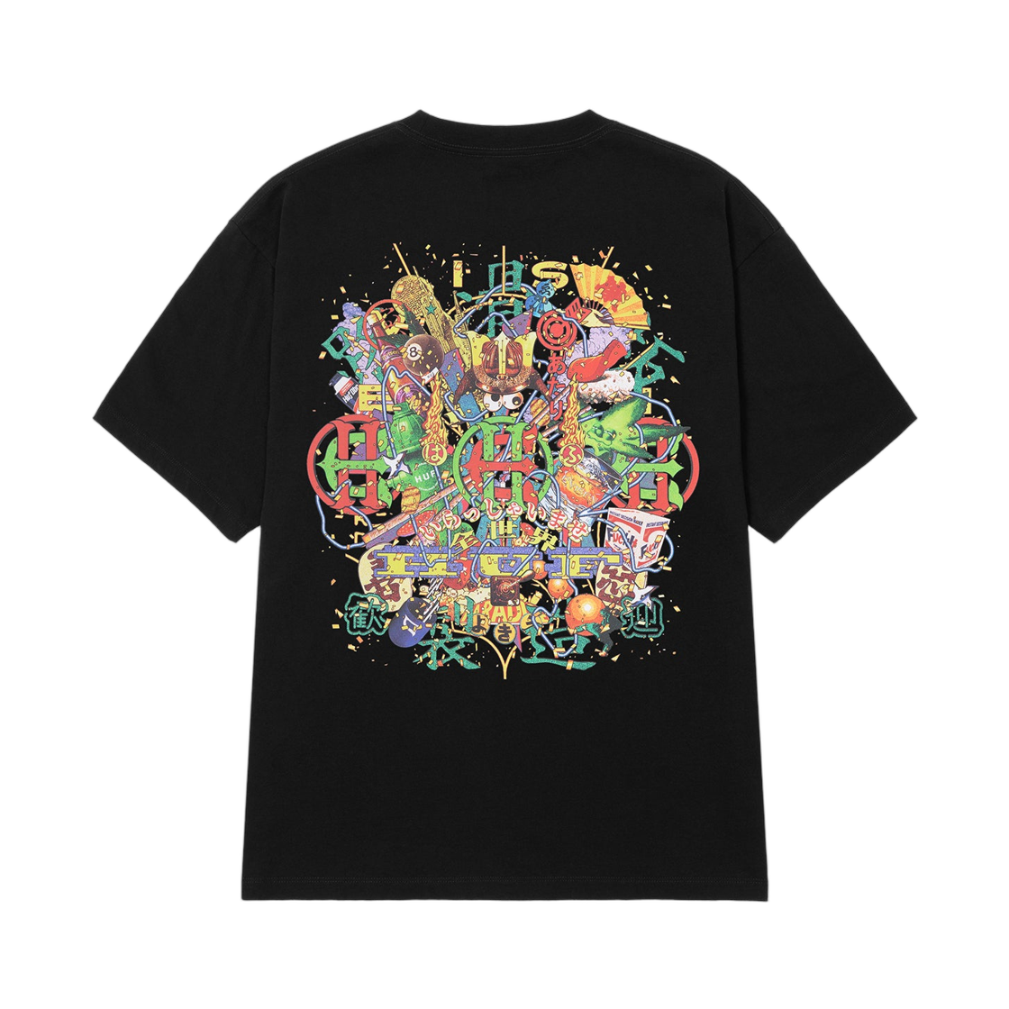 허프 x 에비센 스케이트보드 허프 올스타 티셔츠 블랙(HUF x Evisen Skateboards Huf Allstar T-Shirt Black)