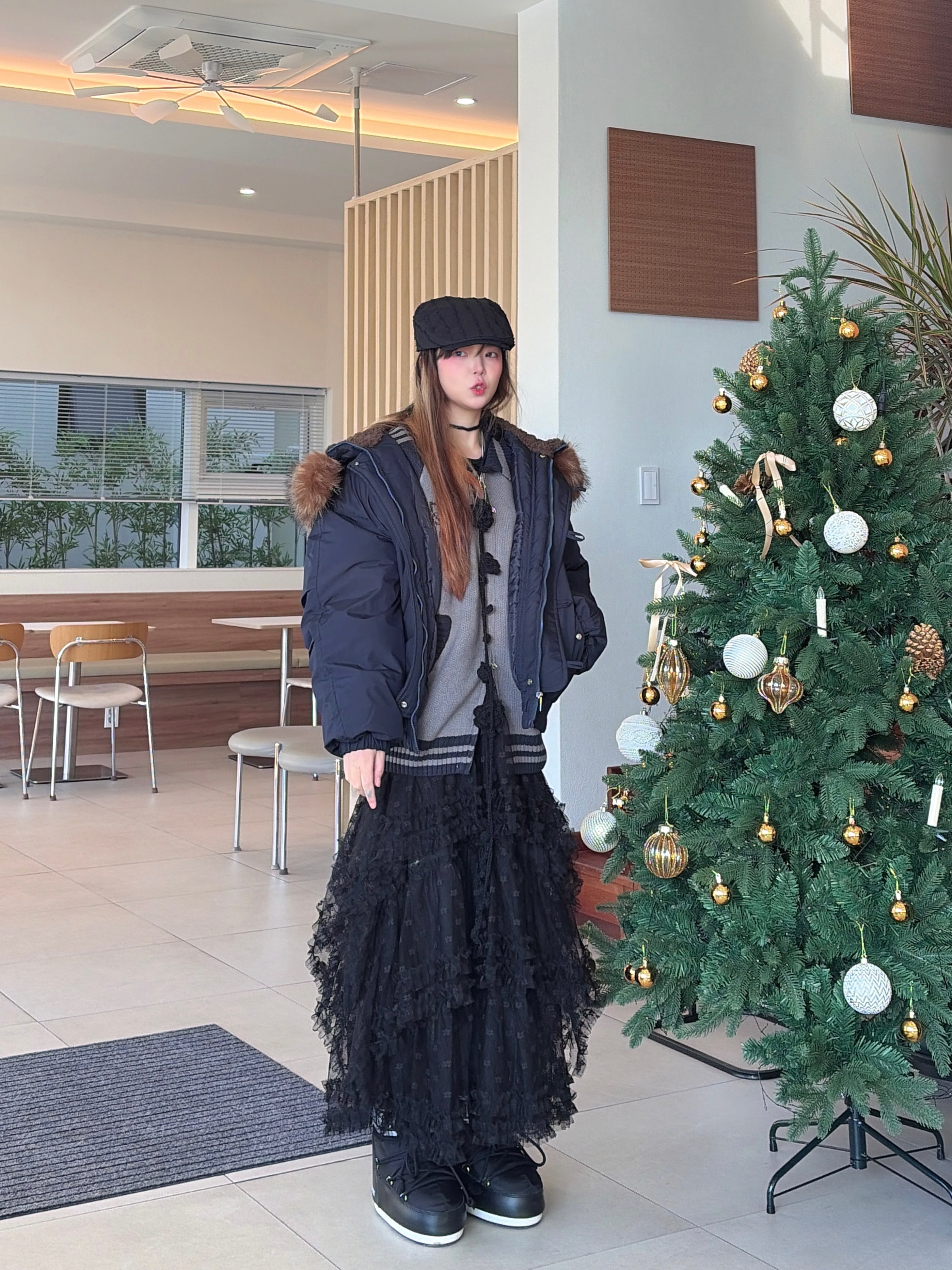 (W) Moon Boot Icon Low Nylon Boots Black 착용 스타일 - 3