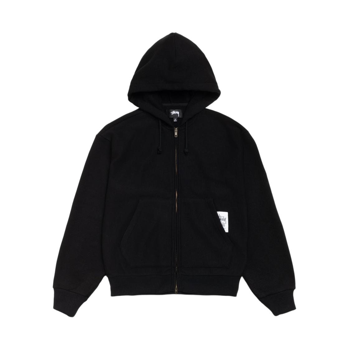 스투시 패치 니트 후드 집업 블랙