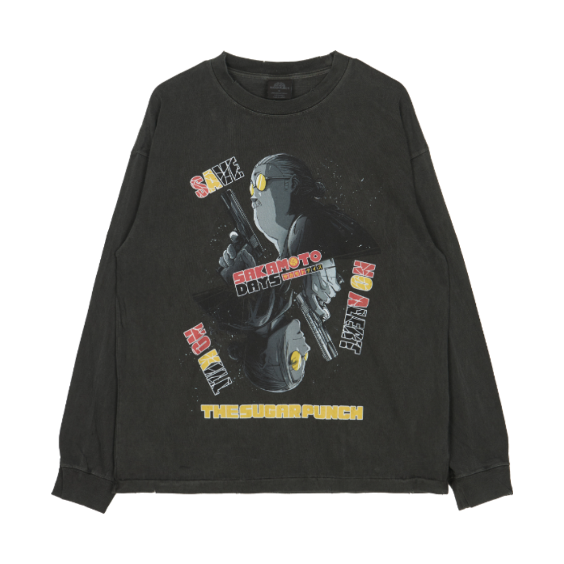 슈가펀치 x 사카모토 데이즈 긴팔 티셔츠 002 사카모토 블랙