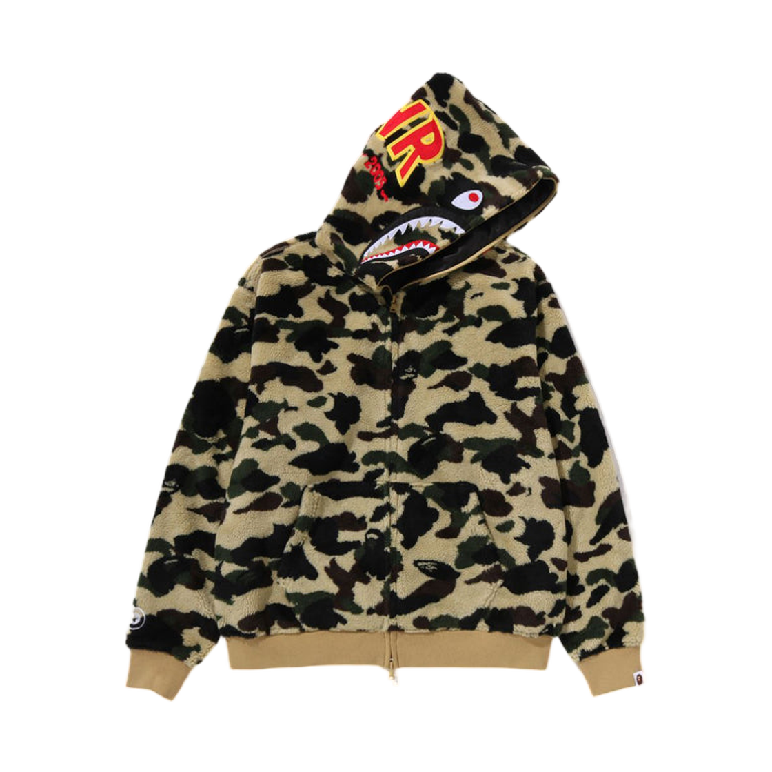 - BAPE 1st Camo 2nd Shark Boa Hoodie Jacket Yellow