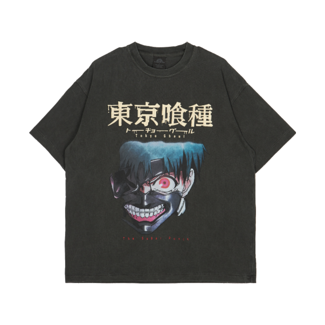슈가펀치 x 도쿄 구울 반팔 티셔츠 001 카네키 마스크 블랙