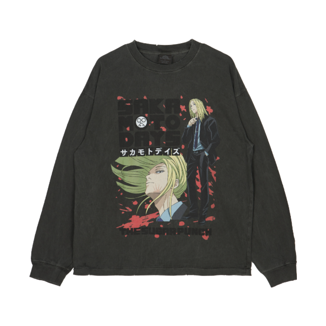슈가펀치 x 사카모토 데이즈 긴팔 티셔츠 011 시시바 블랙