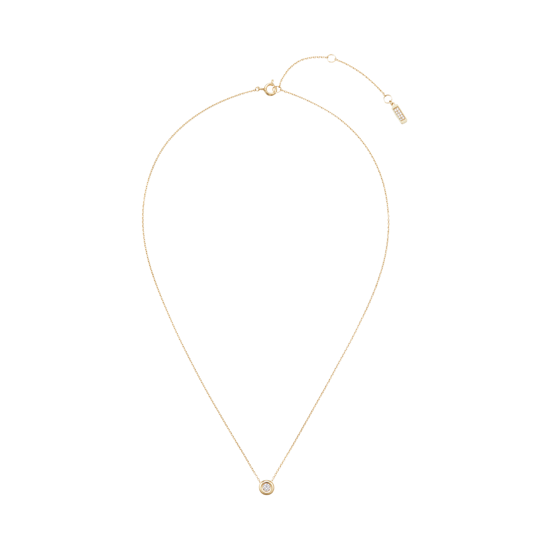 N25CN02 NUMBERING #3702 Bezel Set Solitaire Pendant Necklace Gold