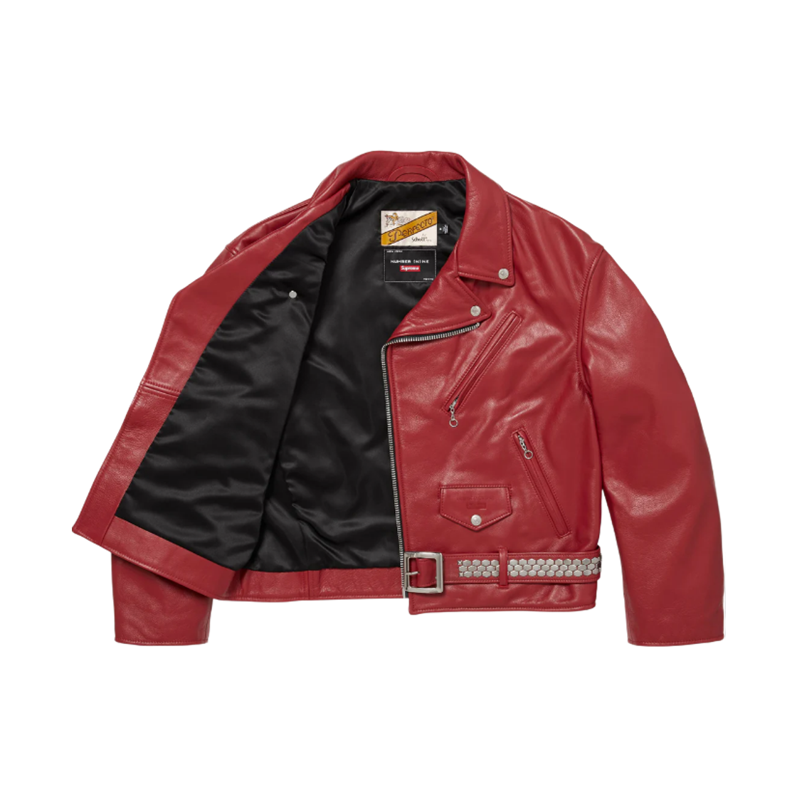 슈프림 x 넘버 나인 x 쇼트 퍼펙토 레더 자켓 레드 - 25FW(Supreme x Number (N)ine x Schott Perfecto Leather Jacket Red - 25FW) - 2