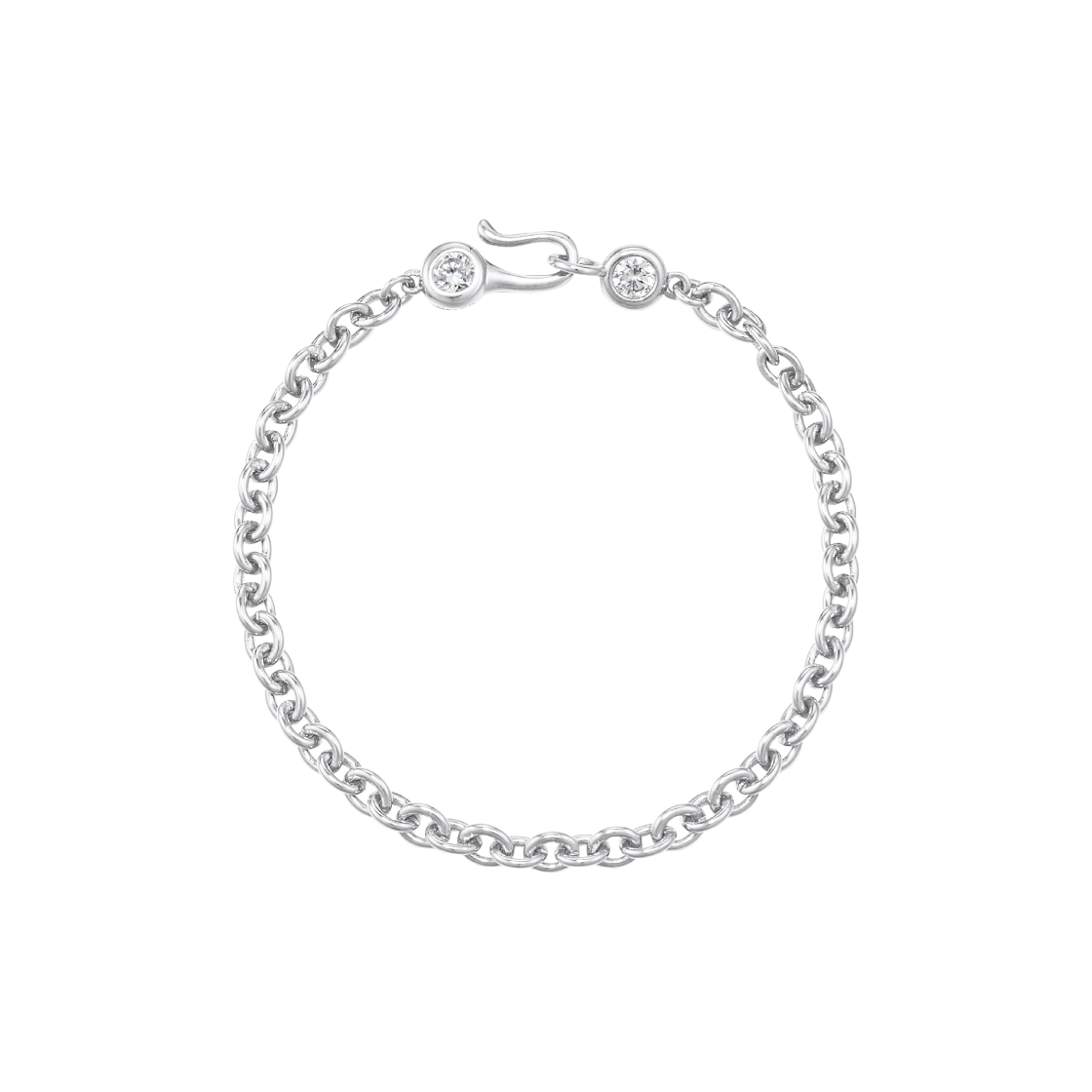 N25CB04 NUMBERING #3903 Bezel Set Clasp Chain Bracelet Silver