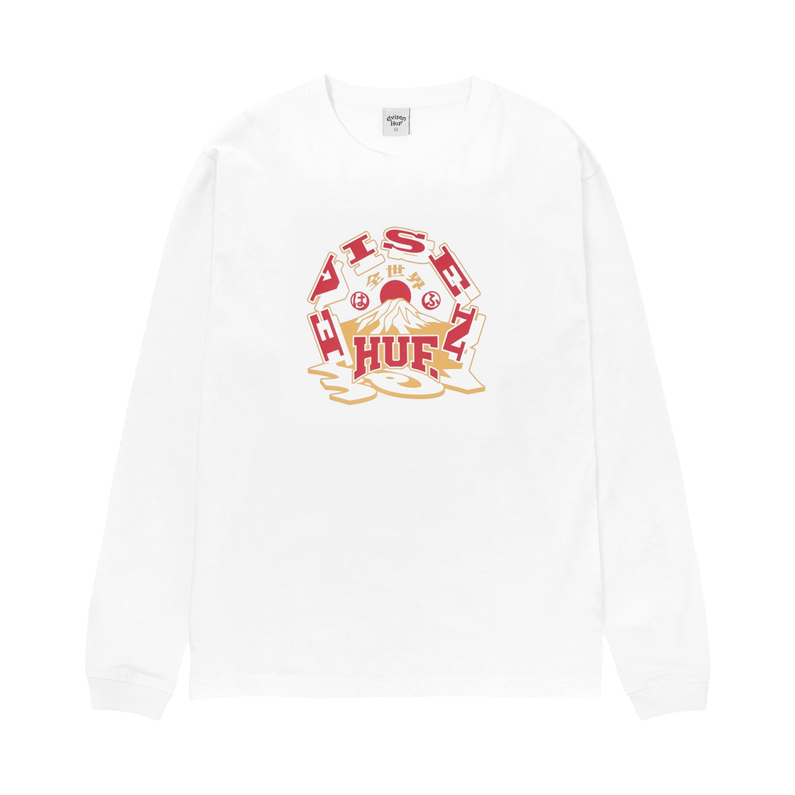 허프 x 에비센 스케이트보드 후후지 롱슬리브 티셔츠 화이트(HUF x Evisen Skateboards Hufuji L/S T-Shirt White)